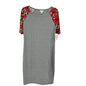 LuLaRoe Retired Julia Dress M Gray Red Floral Raglan SS Form Fitting NWT