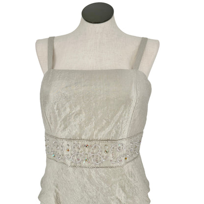 R&M Collection 2pc Dress Jacket Set Womens 16 Champagne Gold Tiered Skirt