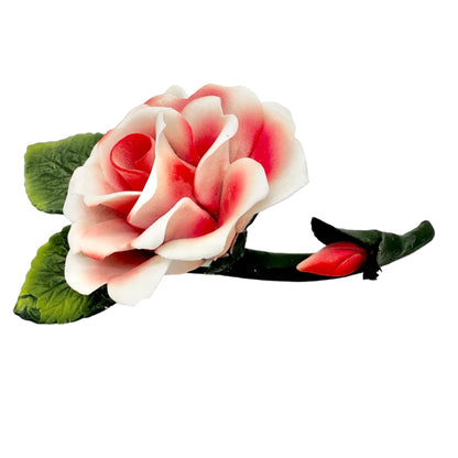Home Decor Rose 7 inch White Pink Green Very Fragile