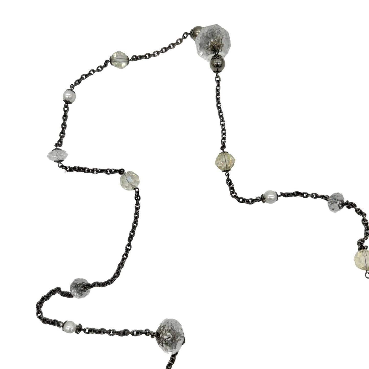 Necklace 30" Extra Long Glass & Metal Wear Multiple Ways Double Triple It