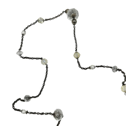 Necklace 30" Extra Long Glass & Metal Wear Multiple Ways Double Triple It