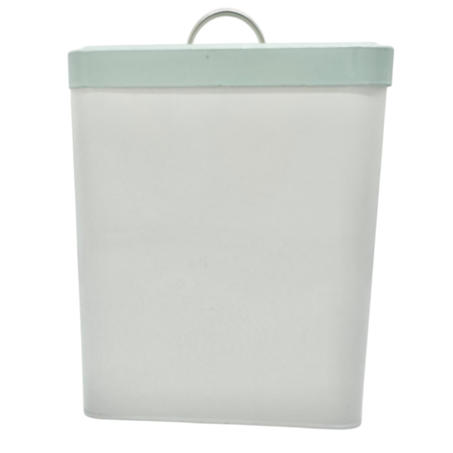 Paws Off Dog Treat Canister White with Blue Lid 9x7x6 Metal Storage for Pet Food