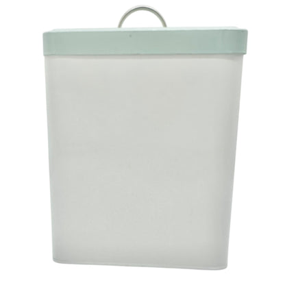 Paws Off Dog Treat Canister White with Blue Lid 9x7x6 Metal Storage for Pet Food