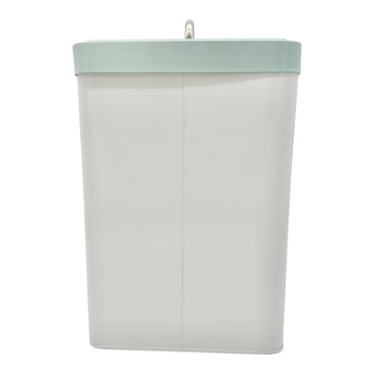 Paws Off Dog Treat Canister White with Blue Lid 9x7x6 Metal Storage for Pet Food
