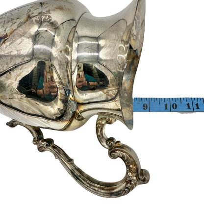 Vintage Oneida Silver Plated Water Pitcher With Ornate Handle Footed Base