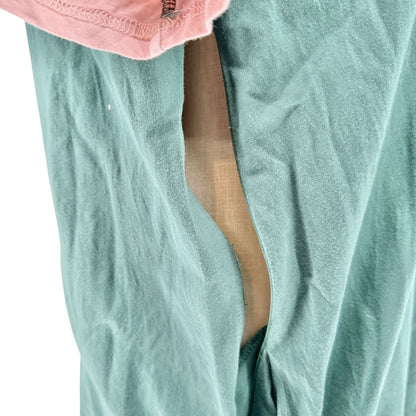 Roolee Nursing Dress Womens Size 3XL Green Pink SS Cotton Side Zippers Access