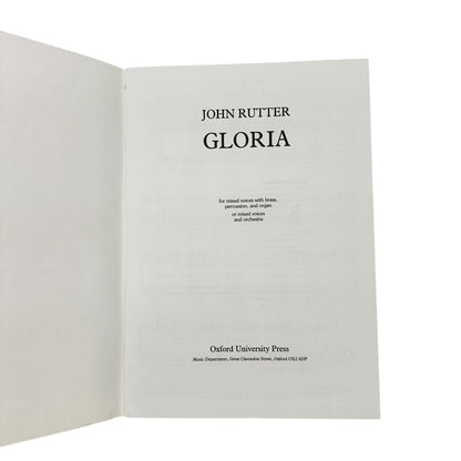 Gloria By John Rutter Vocal Score For Mixed Voices With Brass Percussion Organ