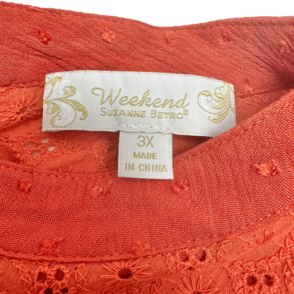 Weekend Suzanne Betro Tunic Top Womens 3X Sleeveless Orange Eyelet