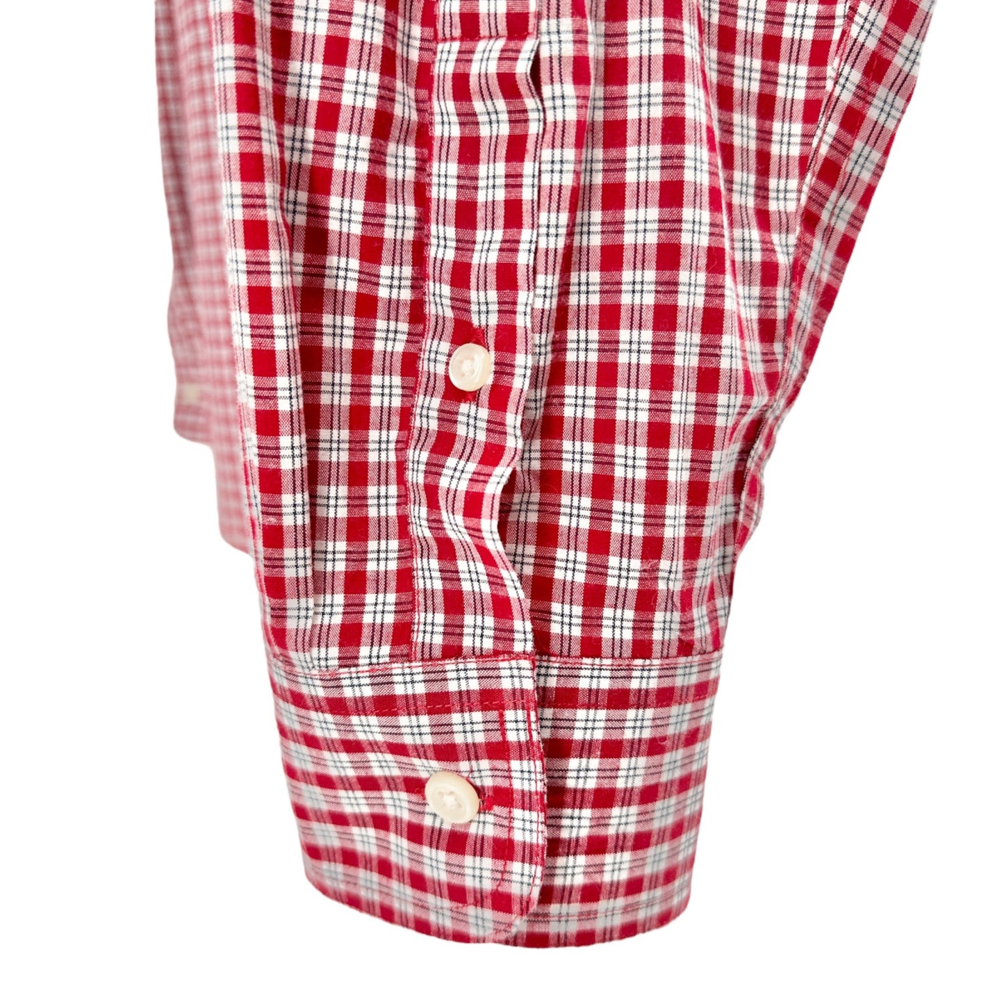 Chaps Easy Care Dress Shirt Mens L Red Plaid Button Down Collar LS