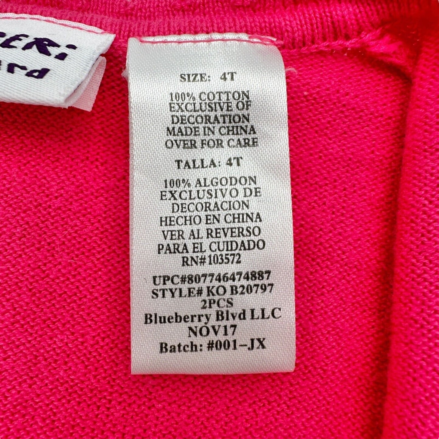 Blueberi Boulevard Girls 4T Cropped Cardigan Sweater Pink Cotton