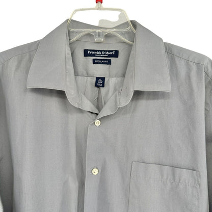 Preswick & Moore Regular Fit Shirt XL 17-17 1/2 34/35 Gray LS Button Down
