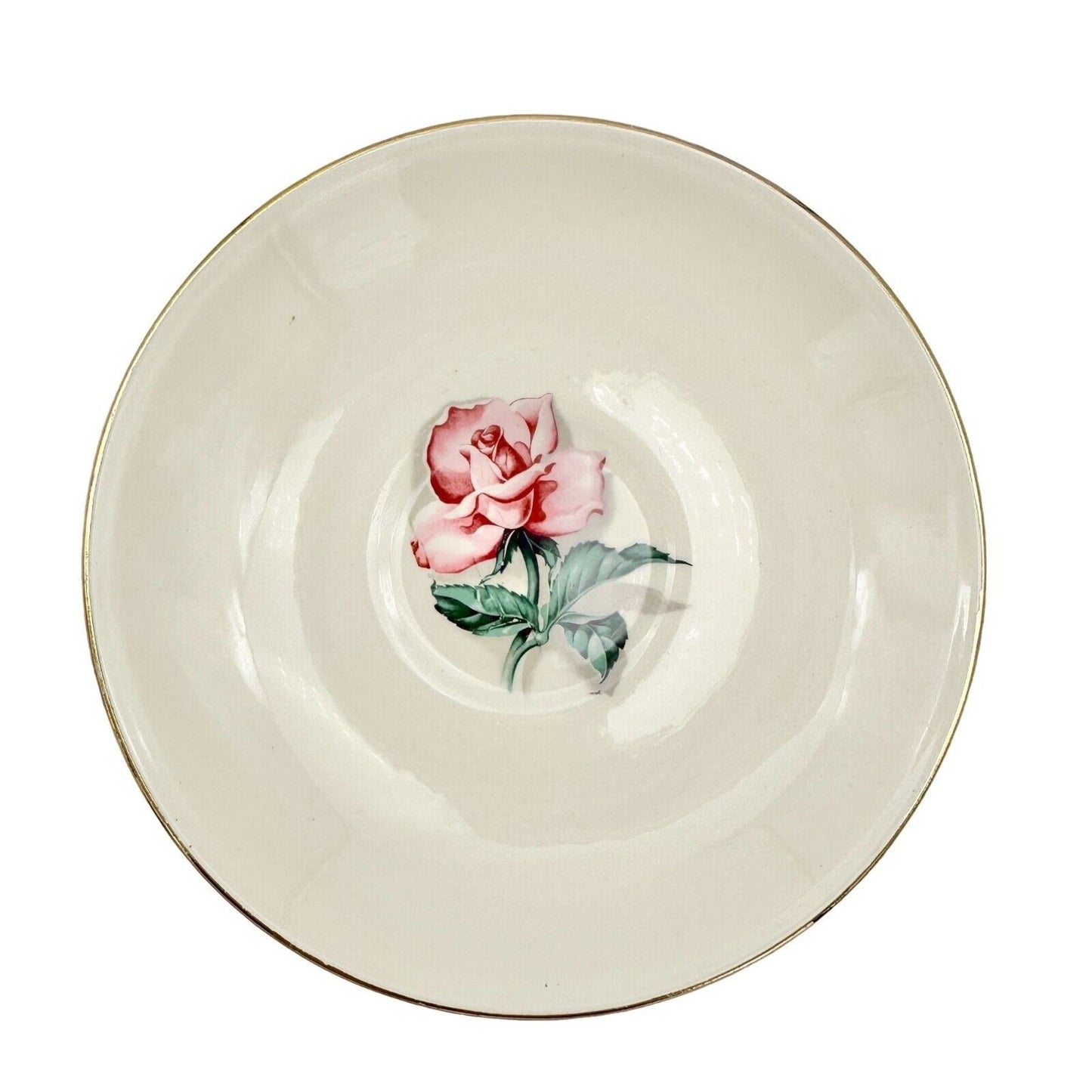 Homer Laughlin Set of 8 Saucers Nautilus Rhythm Rose 2 Eggshell 1950s China 6"