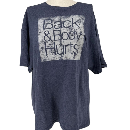Back and Body Hurts Graphic Tee 2XL Blue Cotton Blend Delta Pro Weight Unisex