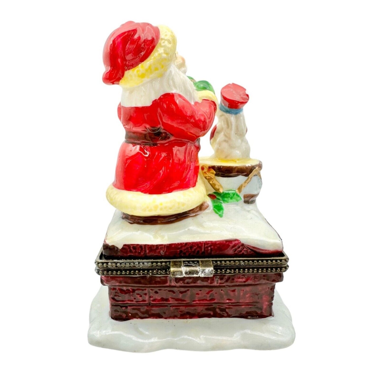 Kurt Adler Christmas Hinged Trinket Boxes Set of 3 Santas Ceramic Each Open