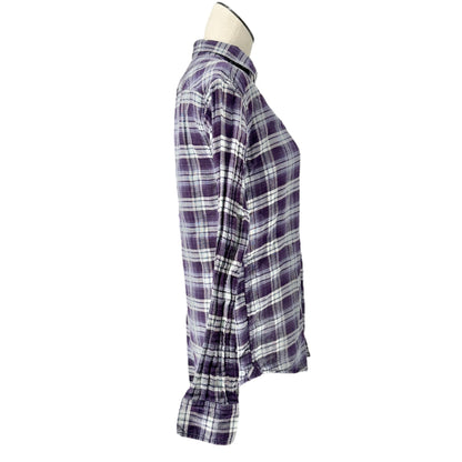 American Eagle Outfitters Boyfriend Shirt Womens S Purple Plaid Button LS