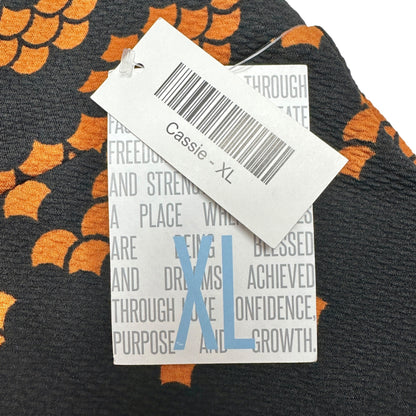 LuLaRoe Cassie Skirt Womens XL Black with Orange Graphic Print NWT