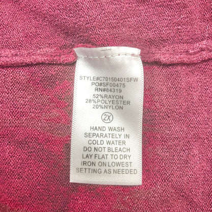 Evolution Women's 2X Burgundy Open Front Sweater Pockets Long Sleeve