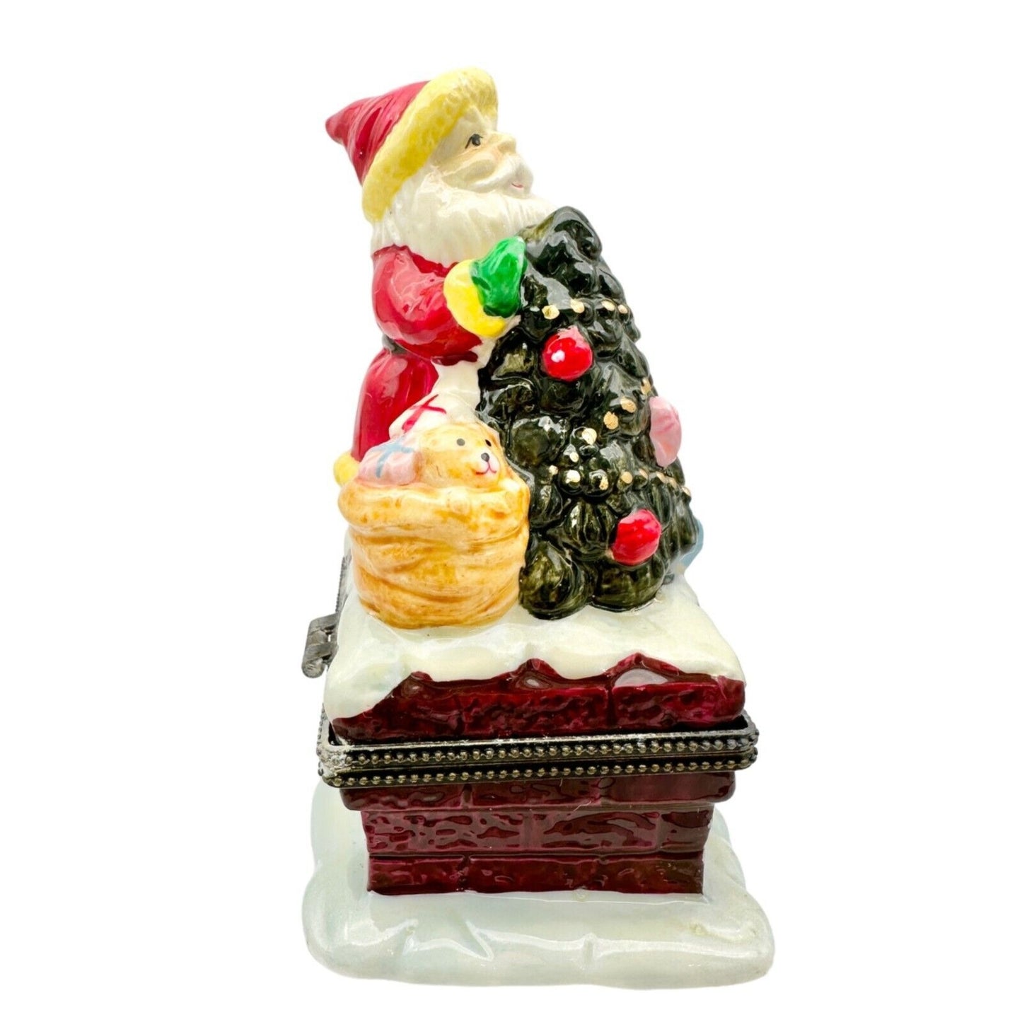 Kurt Adler Christmas Hinged Trinket Boxes Set of 3 Santas Ceramic Each Open