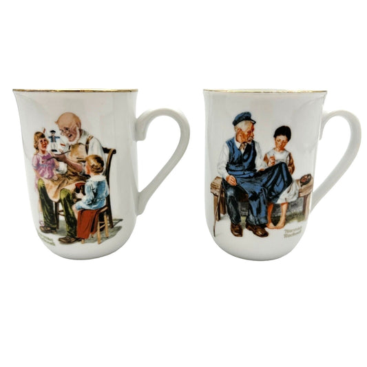 Norman Rockwell Museum Mugs Pair Toymaker and Lighthouse Keepers Daughter