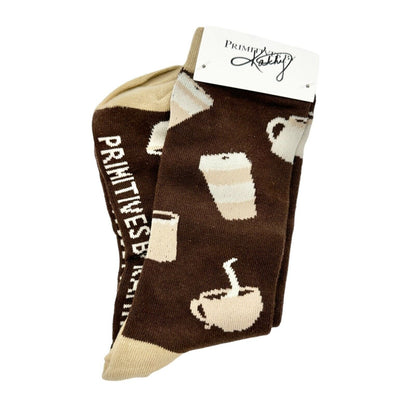 Primitives by Kathy Life Begins After Coffee Box Sign & Socks Gift Set NWT