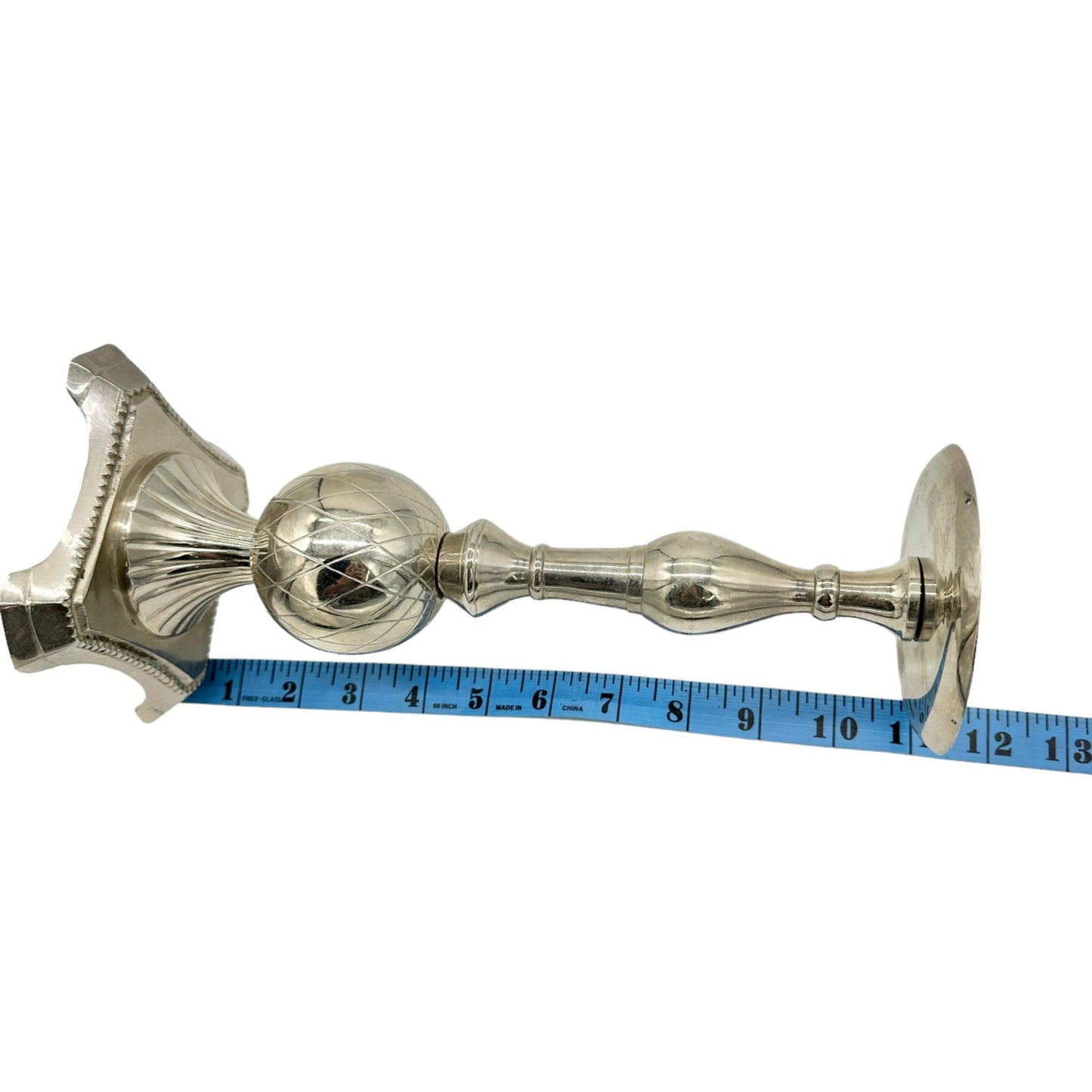 Vintage Silver-Plated Candle Holder With Ornate Design 11 in Tall