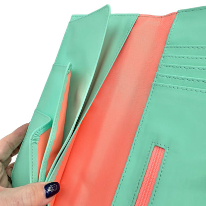 Happy Jackson Travel Document Holder Teal Vinyl Padded Snap Closure Pockets NWT