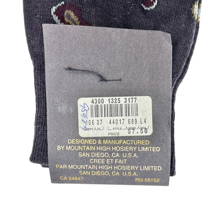 Mountain High Hosiery Socks Men's 10-13 TWO PAIRS Black Golfers and Paisley NWT
