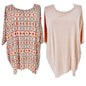 LuLaRoe Irma Tunic Top 3XL Duo 1 Coral Print 1 Solid Peach Soft Comfy Loose Fit