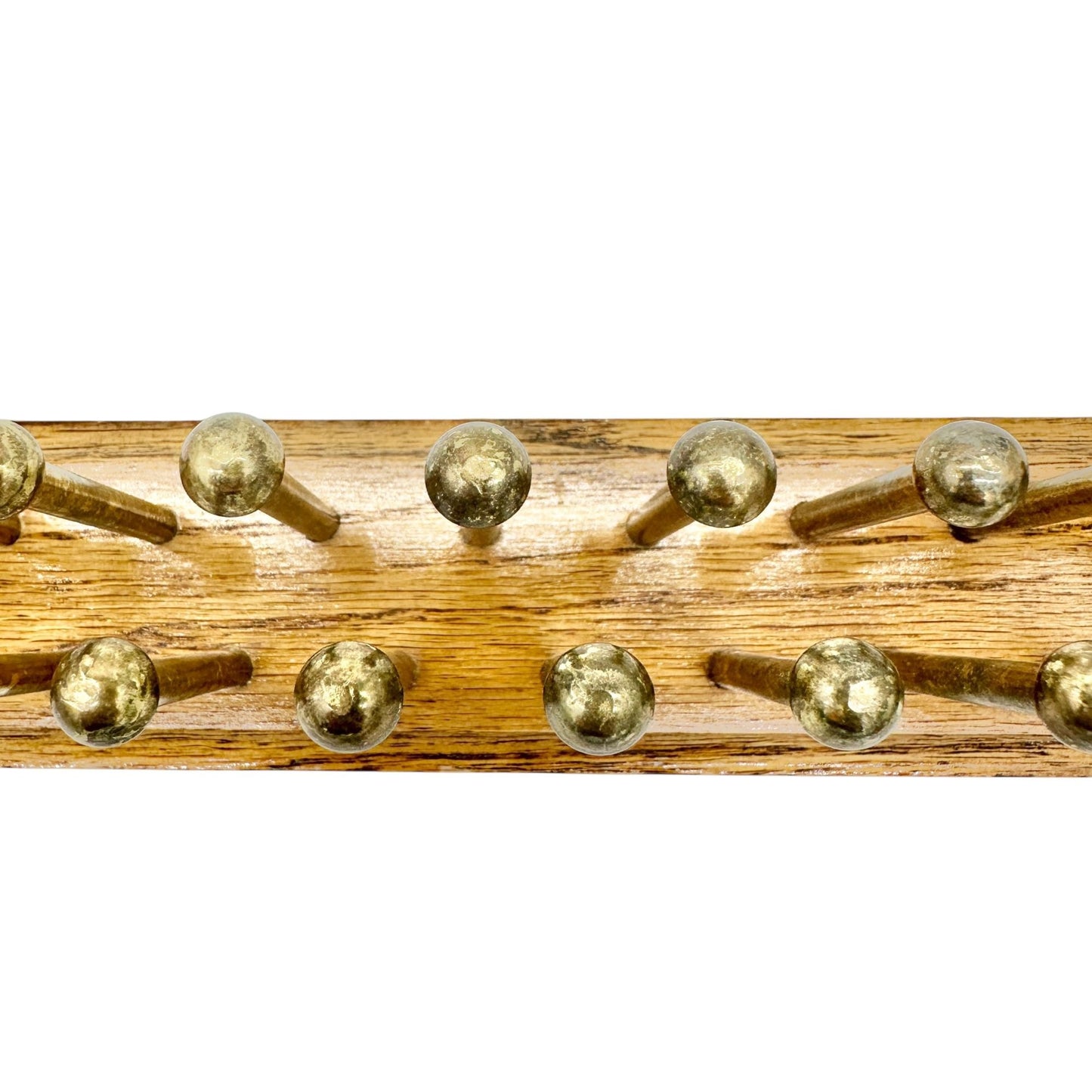 Wooden Tie Rack With Brass Pegs 20 x 3 x 2 Includes Mounting Hardware