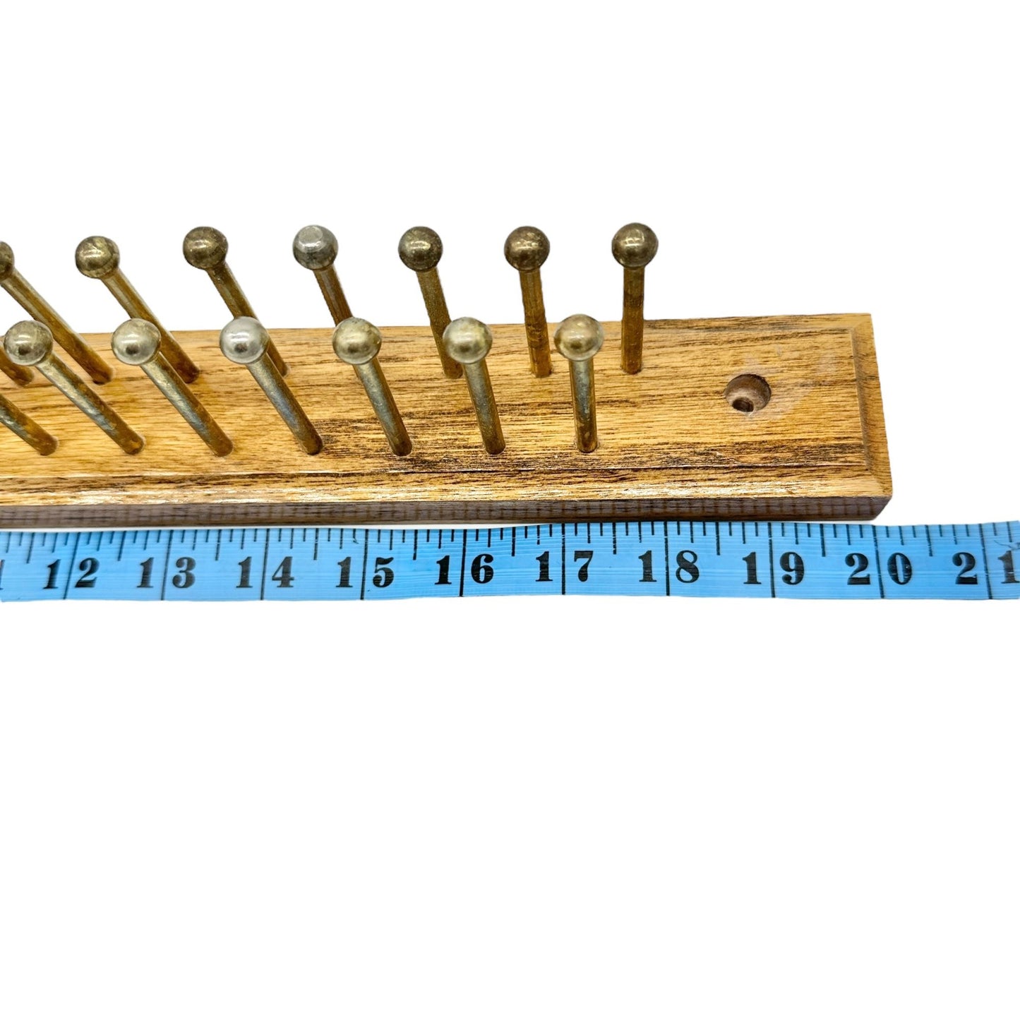 Wooden Tie Rack With Brass Pegs 20 x 3 x 2 Includes Mounting Hardware