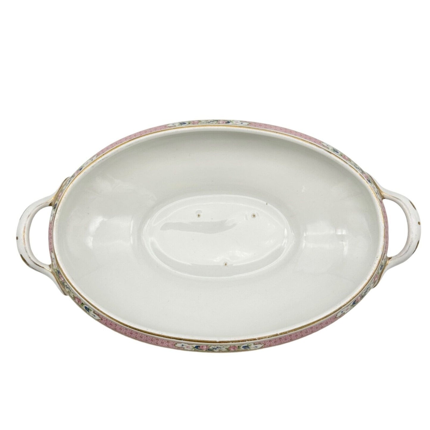 Myott Son & Co Soup Bowl Lid 12 x 7.5 Cream Pink Floral Imperial Semi Porcelain