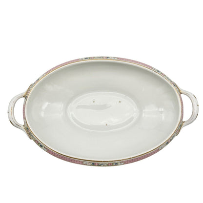 Myott Son & Co Soup Bowl Lid 12 x 7.5 Cream Pink Floral Imperial Semi Porcelain