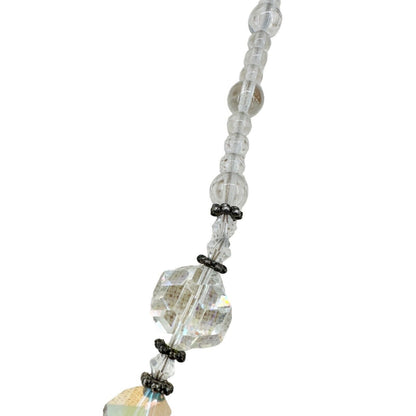 Handmade Necklace Clear Beads and Silvertone Accent Pieces 20" Long