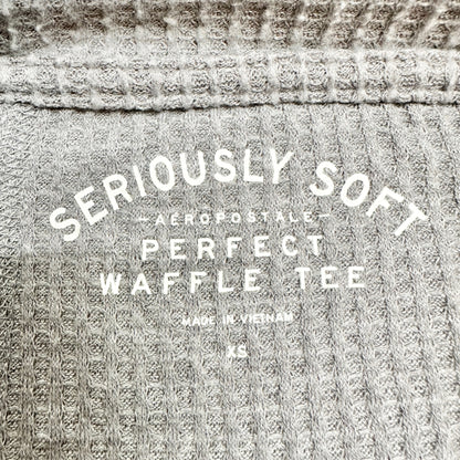 Aeropostle Perfect Waffle Tee Women's XS Gray Seriously Soft Boat Neck LS EUC