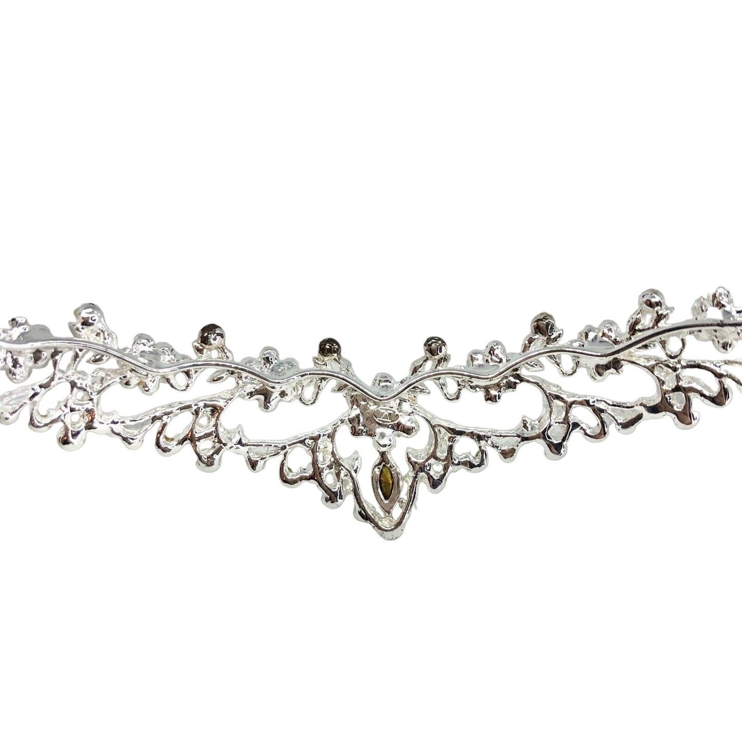 Elegant Wedding Tiara Silver Swarovski Crystals Pearls Bride David's Bridal