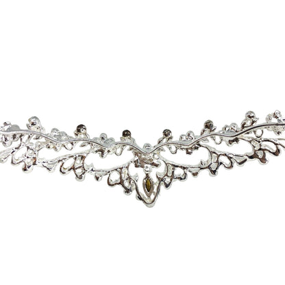Elegant Wedding Tiara Silver Swarovski Crystals Pearls Bride David's Bridal