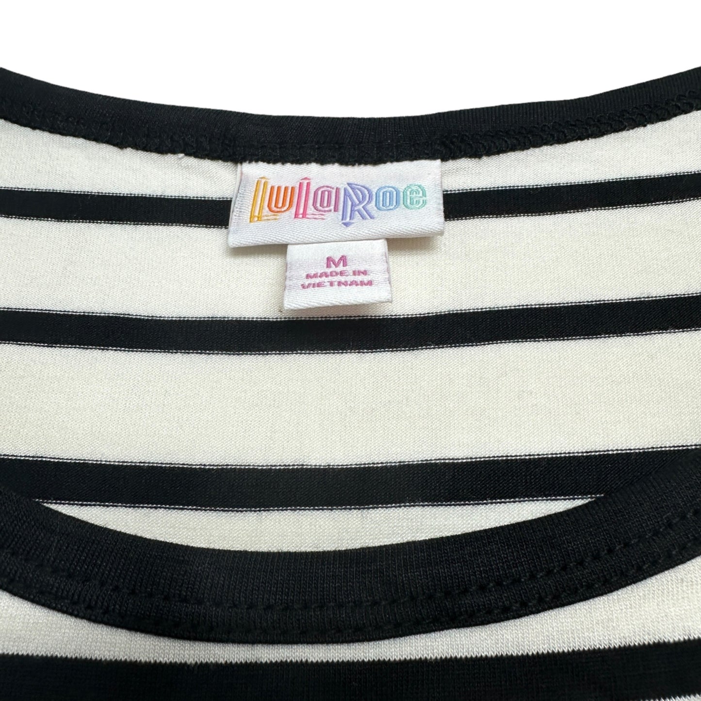 LuLaRoe Retired Julia Dress M Black and White Striped SS Form Fitting NWT