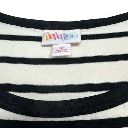 LuLaRoe Retired Julia Dress M Black and White Striped SS Form Fitting NWT