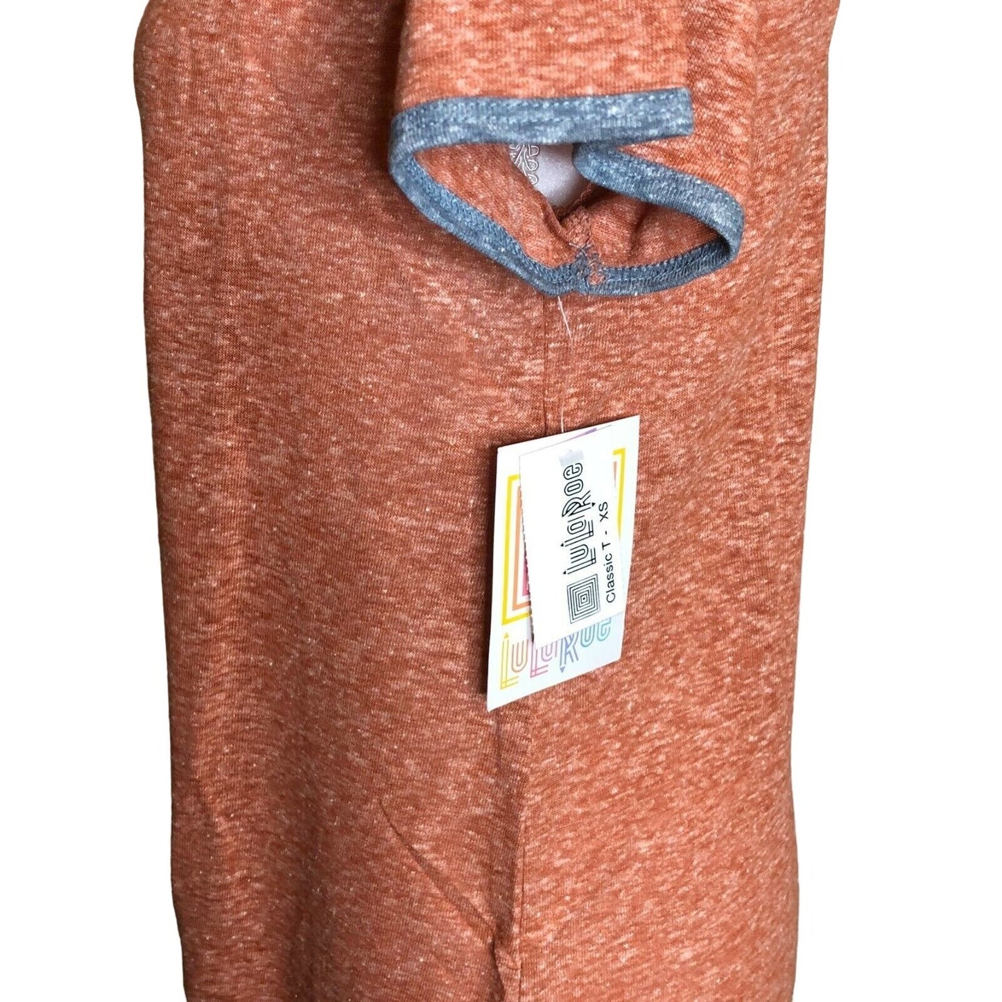 LuLaRoe Classic T Women's Extra Small Top Heather Orange Gray Trim NWT