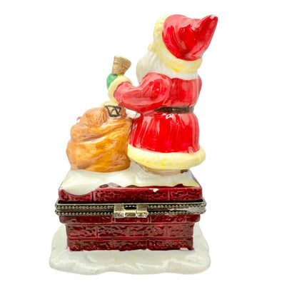 Kurt Adler Christmas Hinged Trinket Boxes Set of 3 Santas Ceramic Each Open