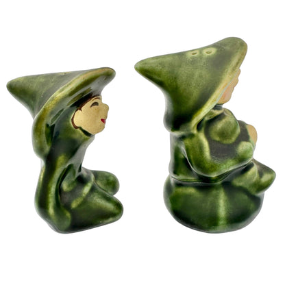 Elbee Art Vtg Salt & Pepper Shakers Set Pixie Elf Pottery Cleveland OH