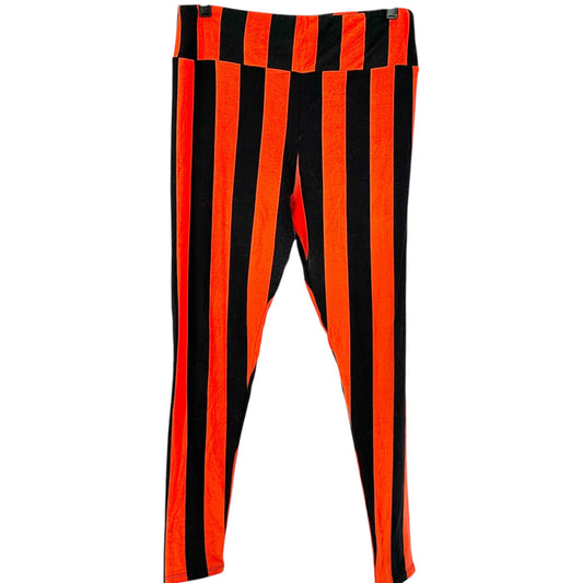 LuLaRoe Leggings Womens Tall and Curvy Black Orange Striped Size 12-22 Halloween