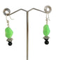 Handcrafted Beaded Earrings Green & Black Beads Glass Spring Flower Cute Fun NEW