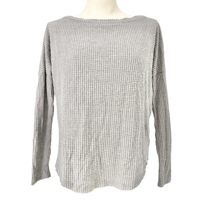 Aeropostle Perfect Waffle Tee Women's XS Gray Seriously Soft Boat Neck LS EUC