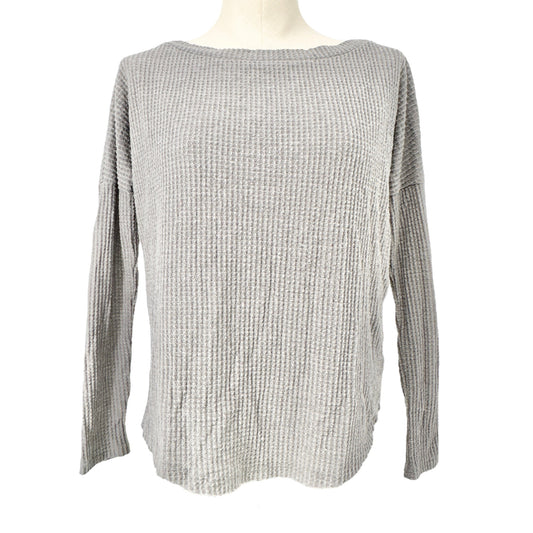 Aeropostle Perfect Waffle Tee Women's XS Gray Seriously Soft Boat Neck LS EUC