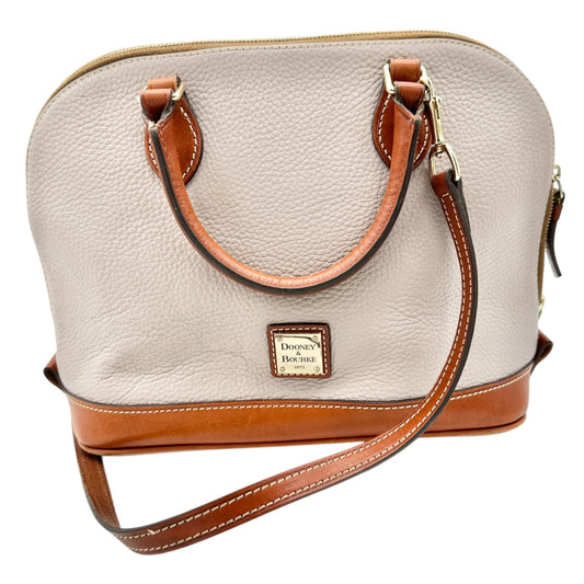 Dooney and Bourke Pebbled Leather Satchel Tan Trim Red Inside Handles Opt Strap