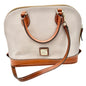 Dooney and Bourke Pebbled Leather Satchel Tan Trim Red Inside Handles Opt Strap
