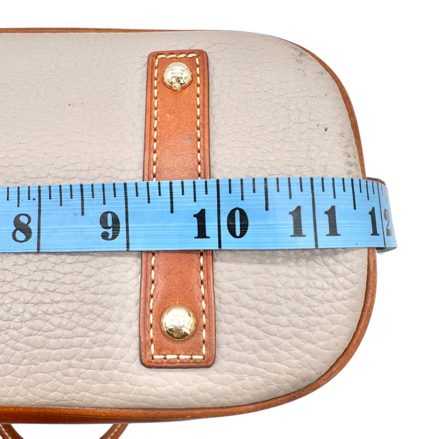 Dooney and Bourke Pebbled Leather Satchel Tan Trim Red Inside Handles Opt Strap