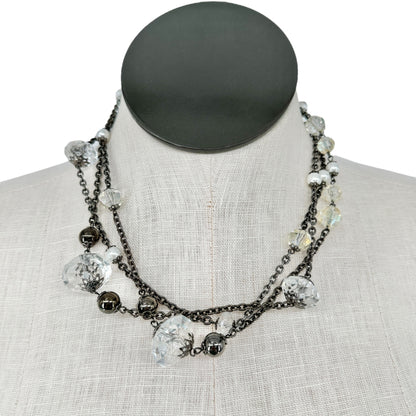 Necklace 30" Extra Long Glass & Metal Wear Multiple Ways Double Triple It