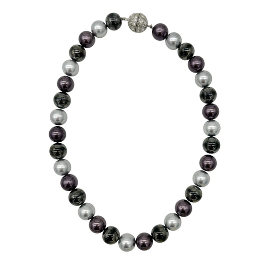 Premier Designs Multicolor Faux Pearl Necklace 14 inch Rhinestone Magnetic Clasp